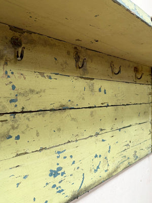 Painted shelf with hooks