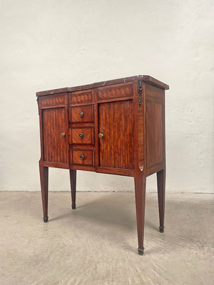 Marble top tambour cabinet