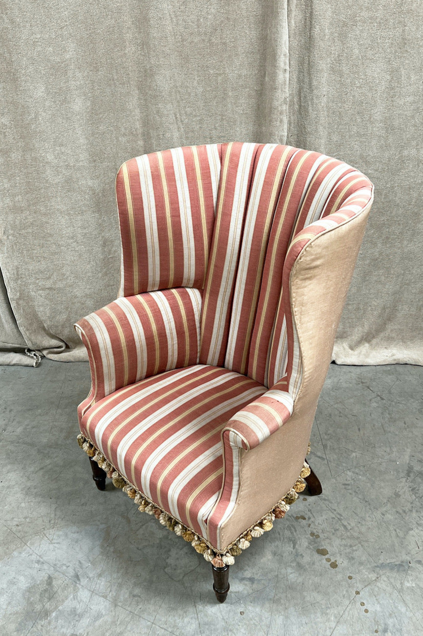 Barrel back armchair (£1,200 'as is' (inc. reupholstery + £1,200)