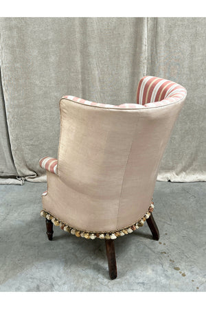 Barrel back armchair (£1,200 'as is' (inc. reupholstery + £1,200)