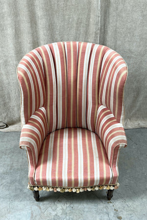 Barrel back armchair (£1,200 'as is' (inc. reupholstery + £1,200)