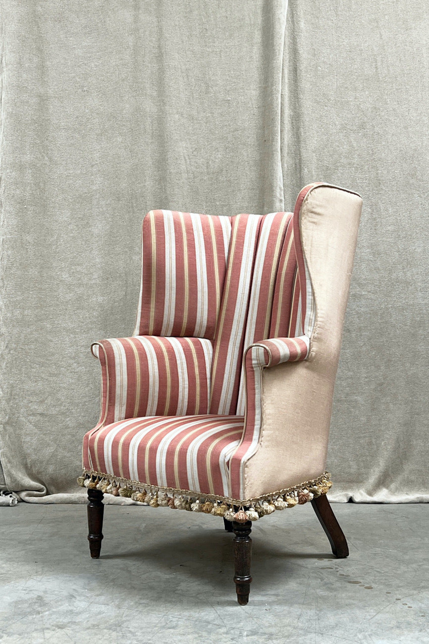 Barrel back armchair (£1,200 'as is' (inc. reupholstery + £1,200)