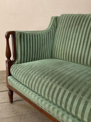Green striped sofa