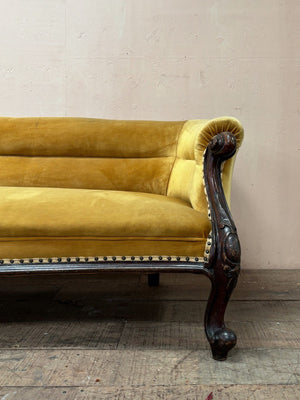 Yellow velvet sofa 'as is'