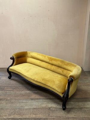 Yellow velvet sofa 'as is'