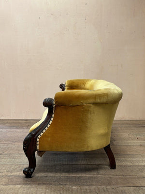 Yellow velvet sofa 'as is'