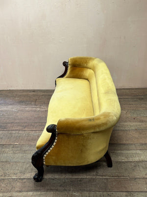 Yellow velvet sofa 'as is'