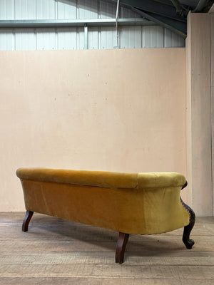 Yellow velvet sofa 'as is'