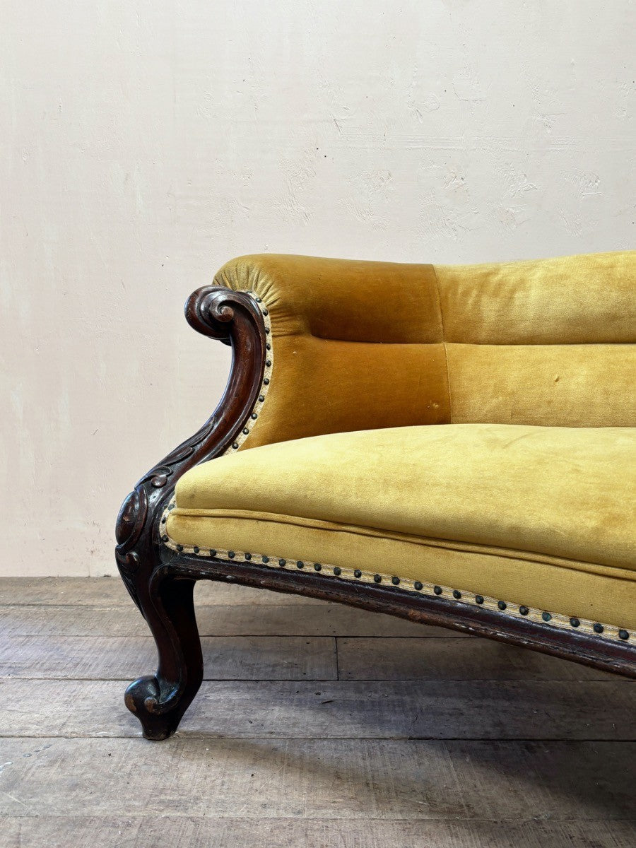 Yellow velvet sofa 'as is'