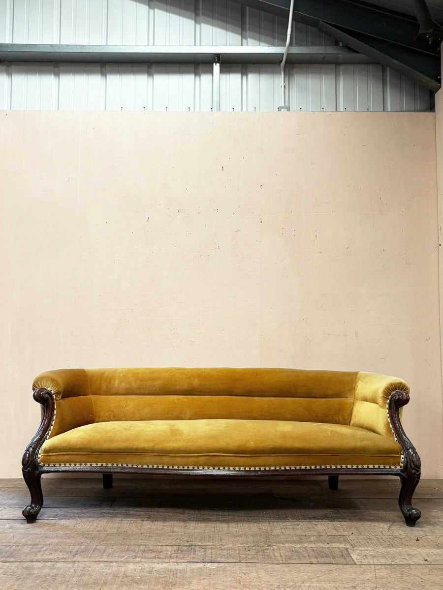 Yellow velvet sofa 'as is'