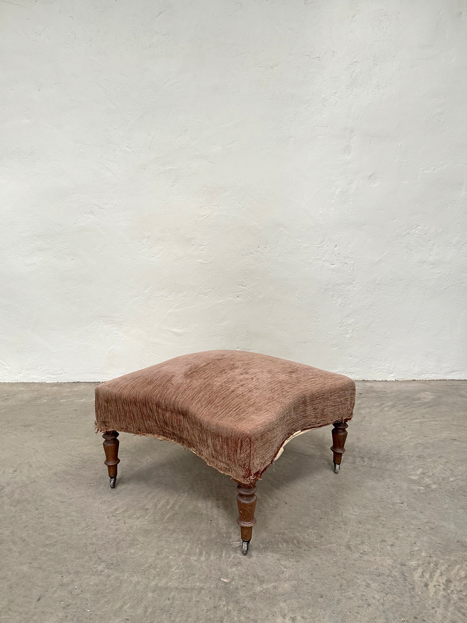 Square concave footstool ('as is' (+£200+VAT to reupholster)) (Reserved)