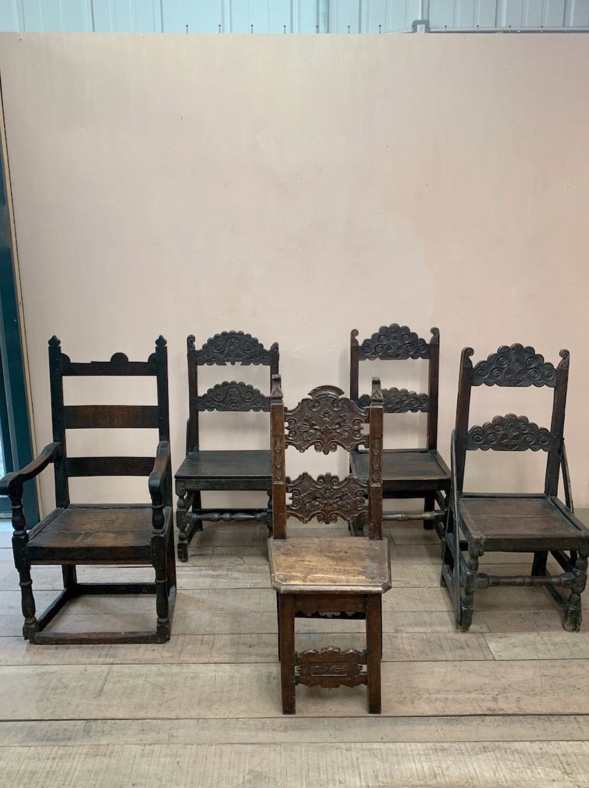 17th century occasional chairs (£950 (set of 5) or £190 each)