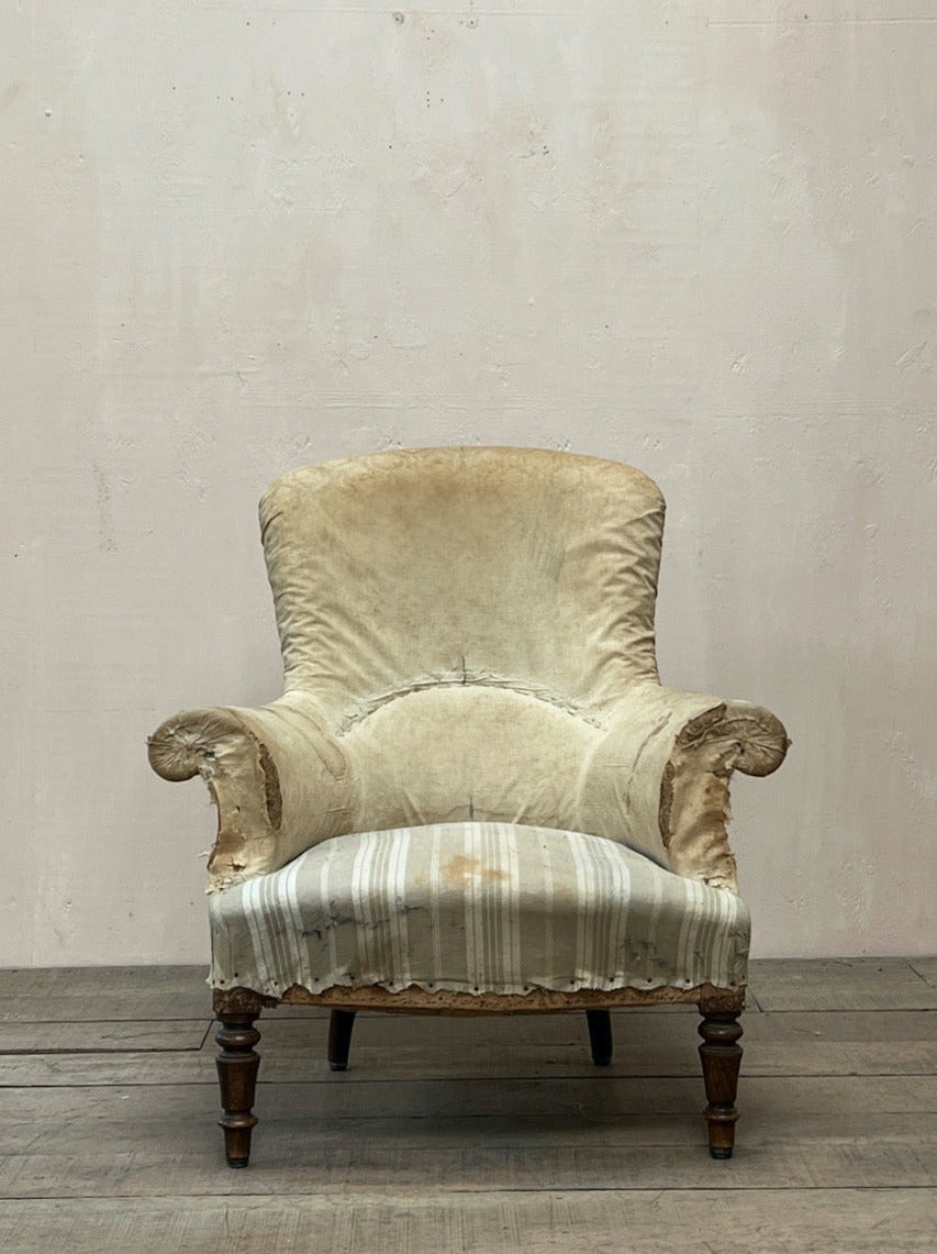 Large curved back armchair (Re-upholstered, ex. fabric)