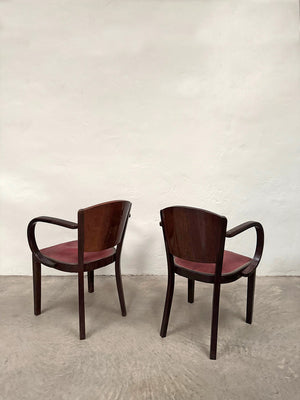 Pair of walnut veneer bridge chairs 'as is'