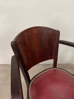 Pair of walnut veneer bridge chairs 'as is'