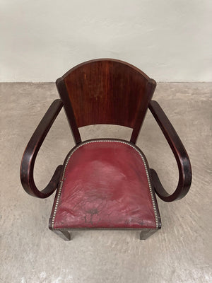 Pair of walnut veneer bridge chairs 'as is'