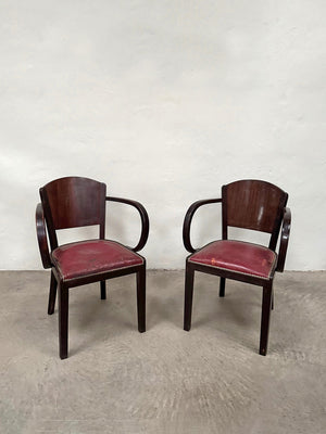 Pair of walnut veneer bridge chairs 'as is'