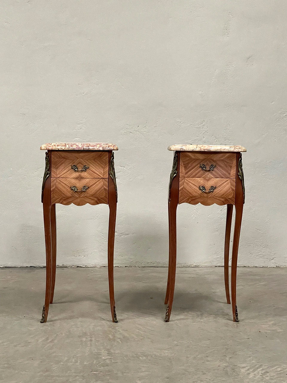 Pair of marquetry bedsides