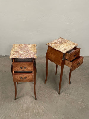 Pair of marquetry bedsides