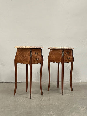 Pair of marquetry bedsides