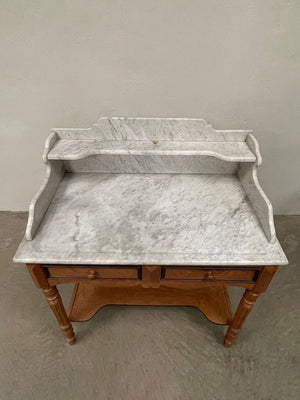 Marble top washstand with towel rails