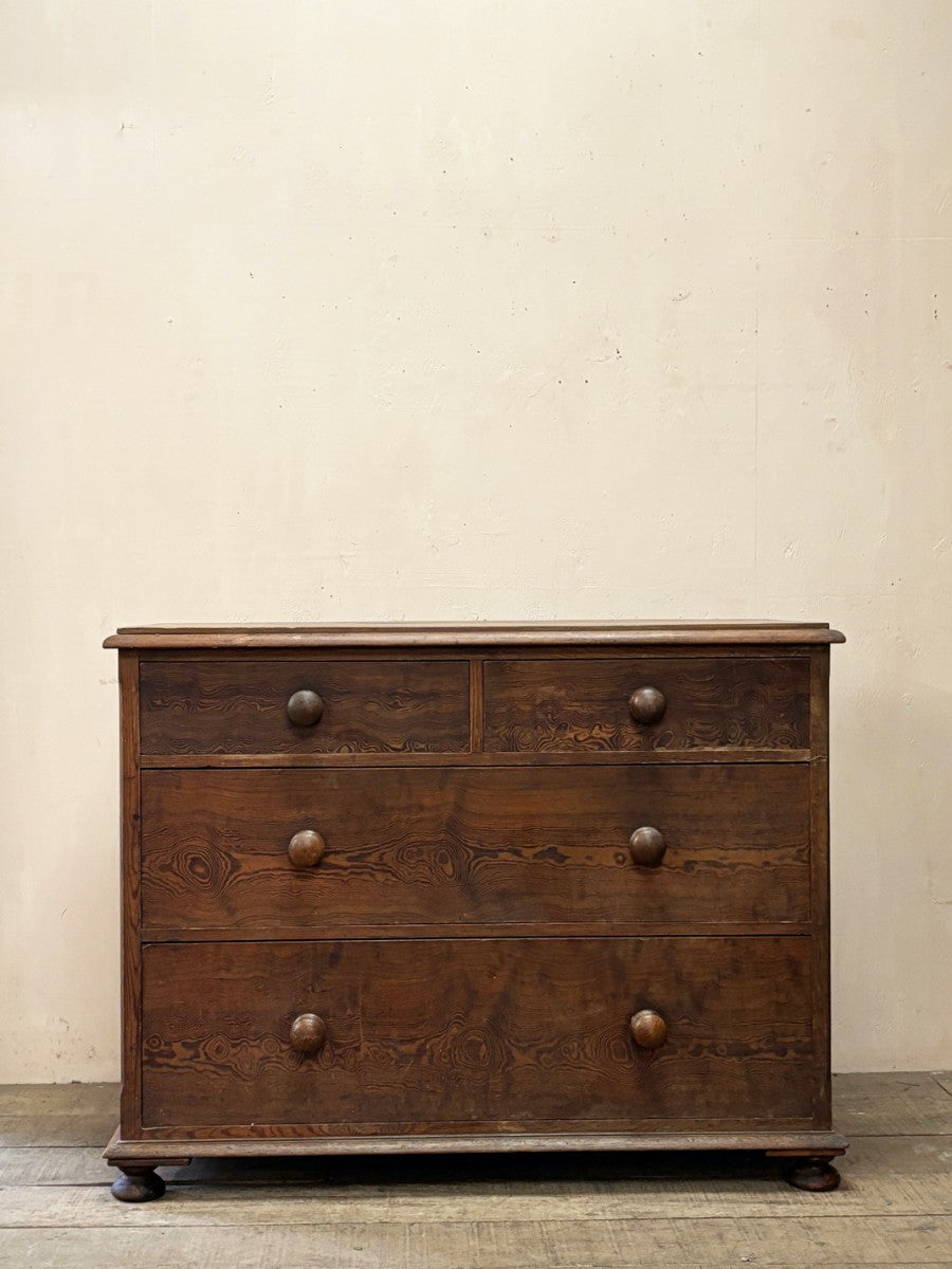 Pitch pine chest of drawers