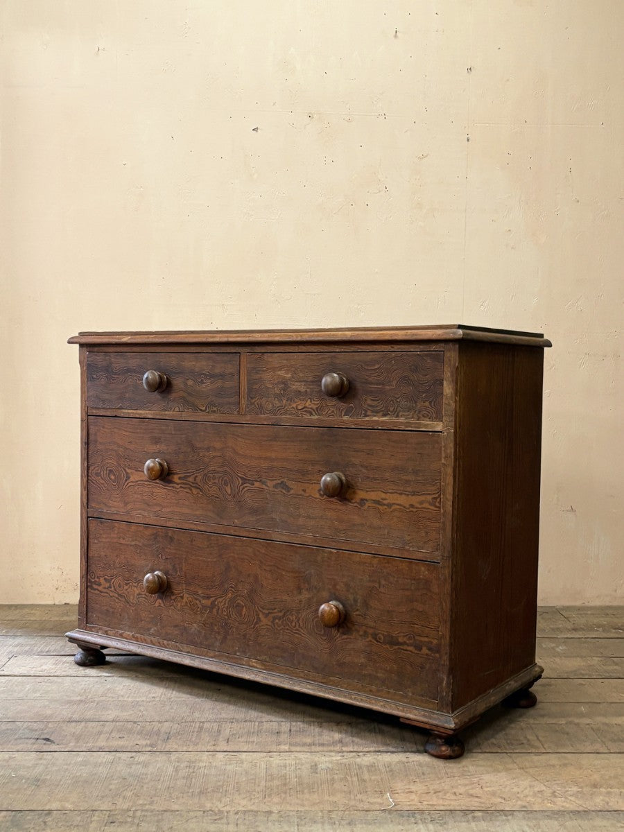 Pitch pine chest of drawers