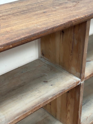 Pine and teak shelves