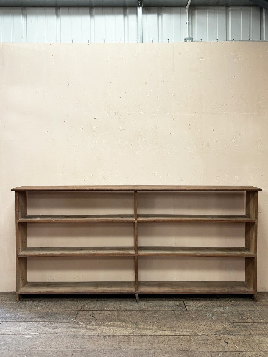 Pine and teak shelves