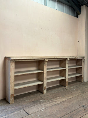 Scrubbed pine shelving