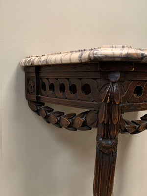 Petite marble top console table