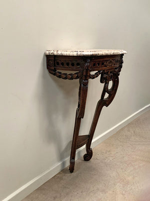 Petite marble top console table