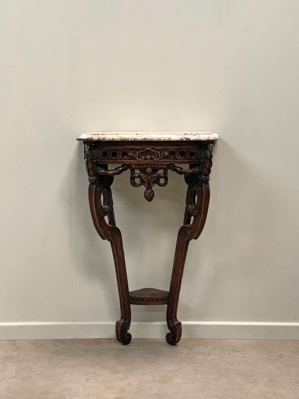 Petite marble top console table