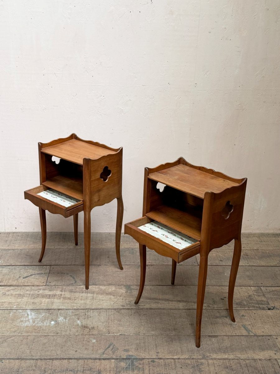 Pair of cherry wood side tables