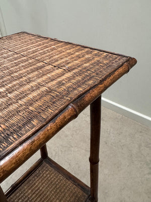 Square faux bamboo side table (Reserved)