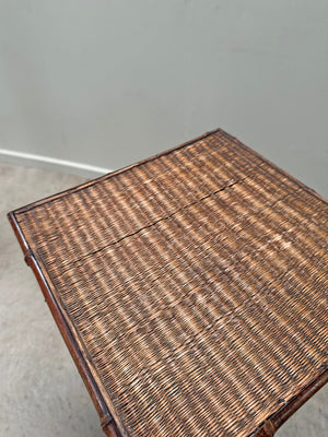 Square faux bamboo side table (Reserved)