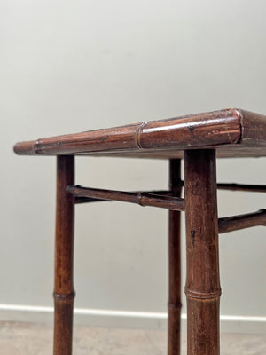 Square faux bamboo side table (Reserved)