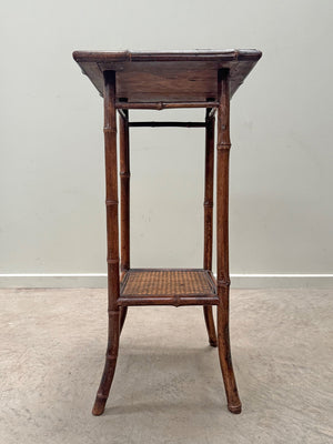 Square faux bamboo side table (Reserved)