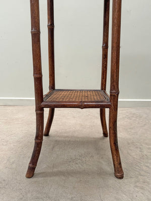 Square faux bamboo side table (Reserved)