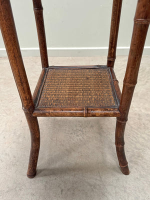 Square faux bamboo side table (Reserved)