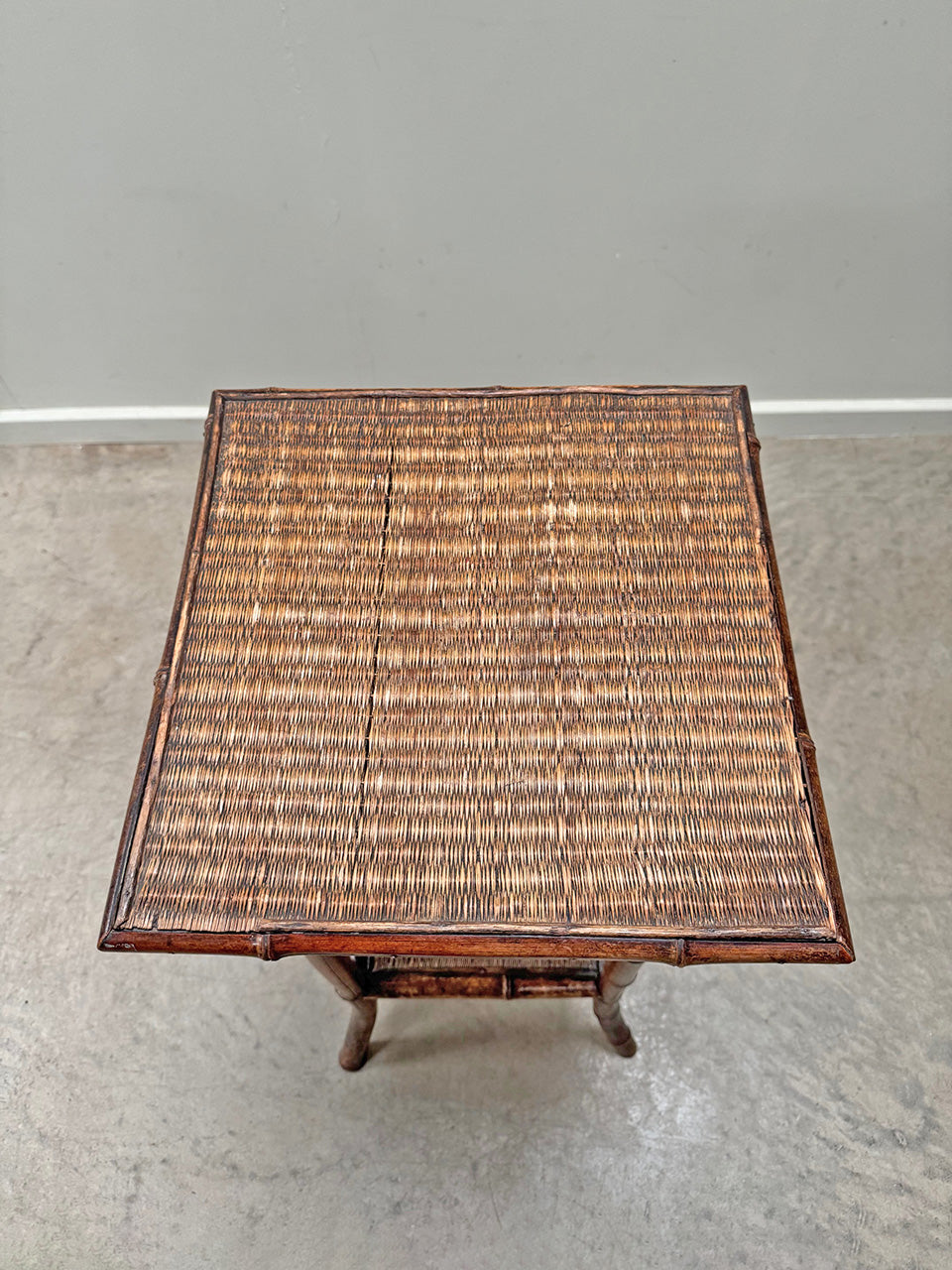 Square faux bamboo side table (Reserved)
