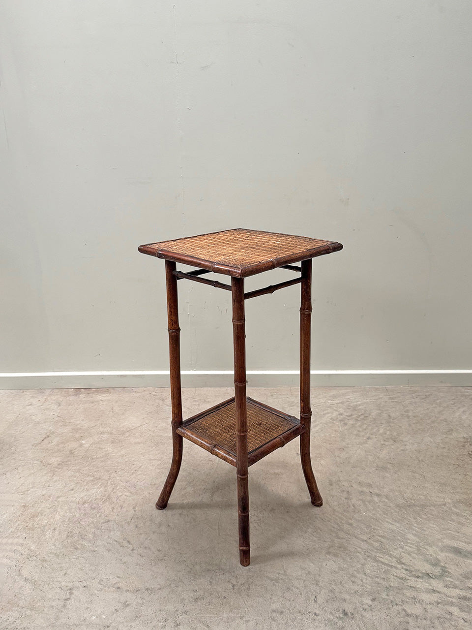 Square faux bamboo side table (Reserved)