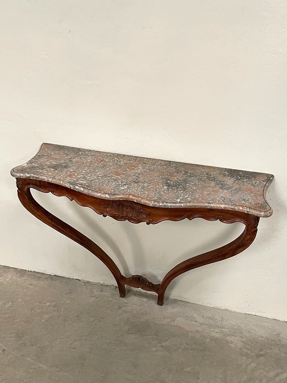 Wide marble top console table