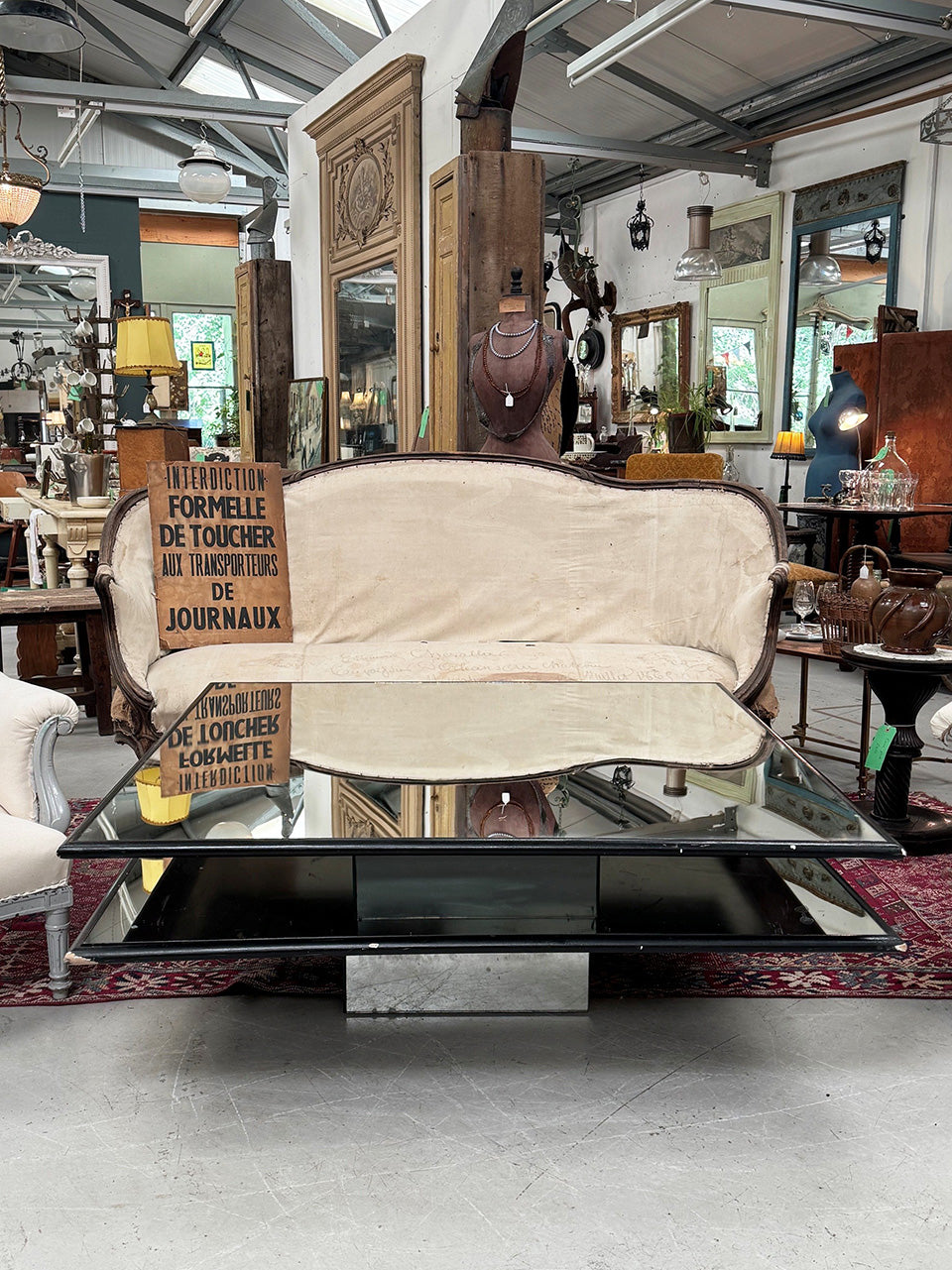 Large mirrored coffee table