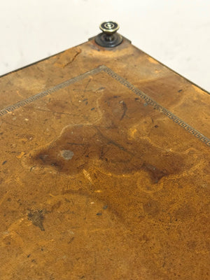 Pair of worn leather top tables