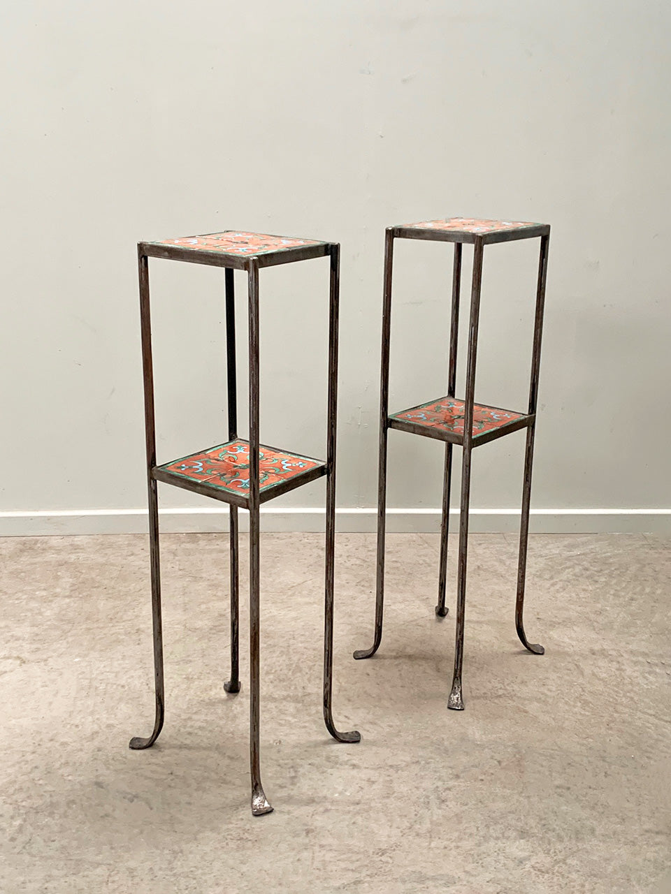 Pair of tile top stands