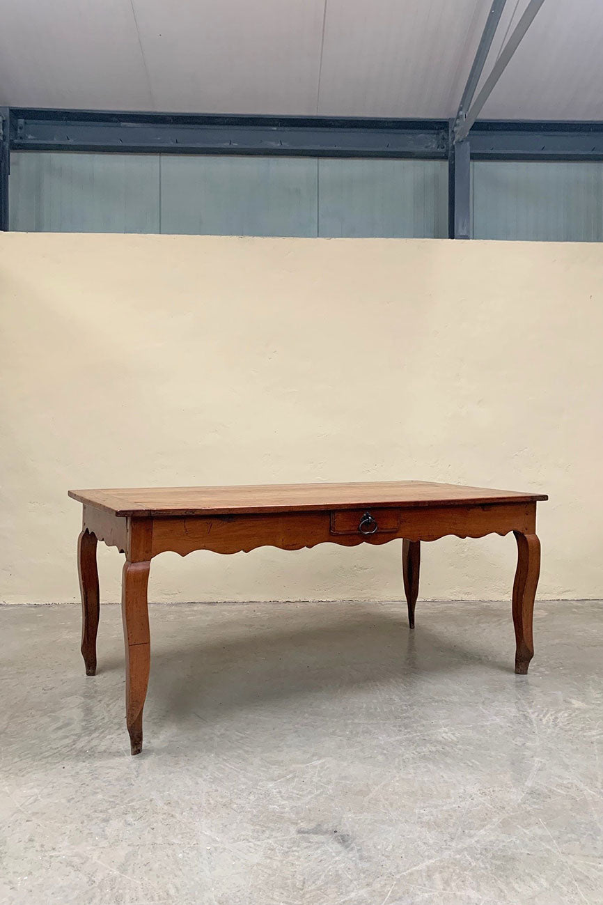Wide fruitwood dining table