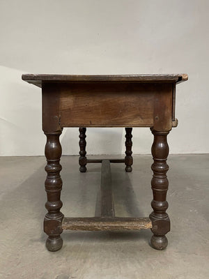 Oak table with sliding drawers