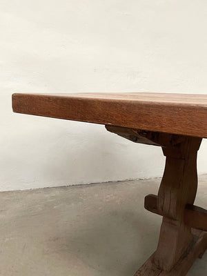 Refectory dining table with stretcher