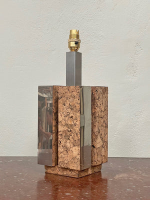 Chrome and cork table lamp base